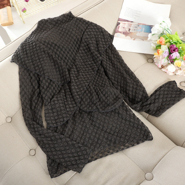 Γυναικεία μπλούζα δαντέλα με κολάρο σε τέσσερα χρώματα