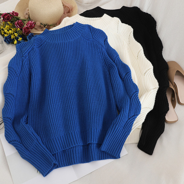 Κομψό γυναικείο πουλόβερ  με οβάλ λαιμόκοψη σε τέσσερα χρώματα