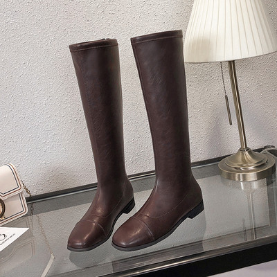 Női cipzáras csizma barna és fekete színben, öko bőrből