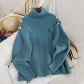 Aktuális női pulóver öt színben pólógallérral és gombokkal