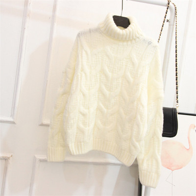 Modern női pulóver magas gallérral és hosszú ujjal, négy színben