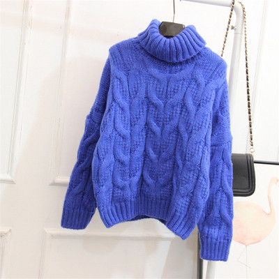 Modern női pulóver magas gallérral és hosszú ujjal, négy színben