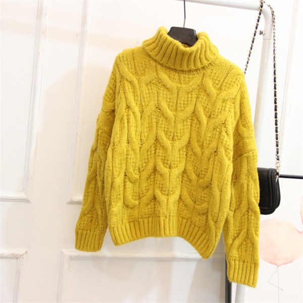 Modern női pulóver magas gallérral és hosszú ujjal, négy színben