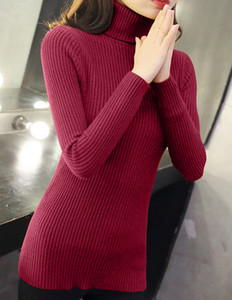 Alkalmi női pulóver magas gallérral és hosszú ujjal, öt színben