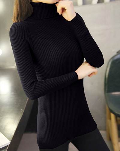 Alkalmi női pulóver magas gallérral és hosszú ujjal, öt színben