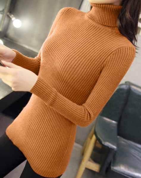 Alkalmi női pulóver magas gallérral és hosszú ujjal, öt színben