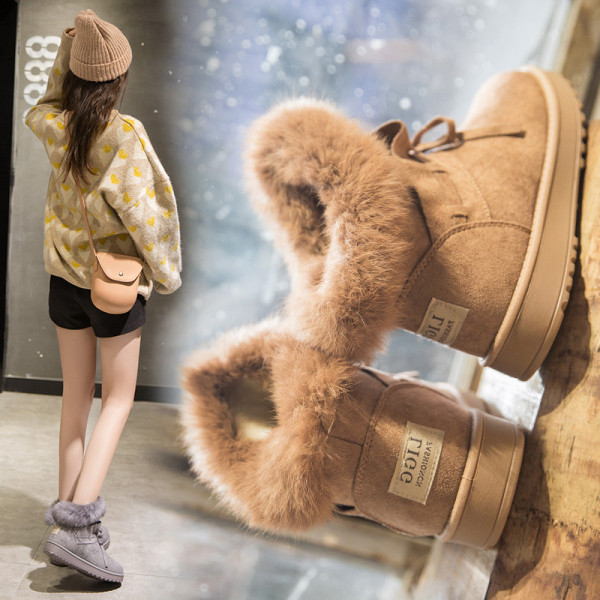 Modern női csizma pehely és lapos talppal, három színben