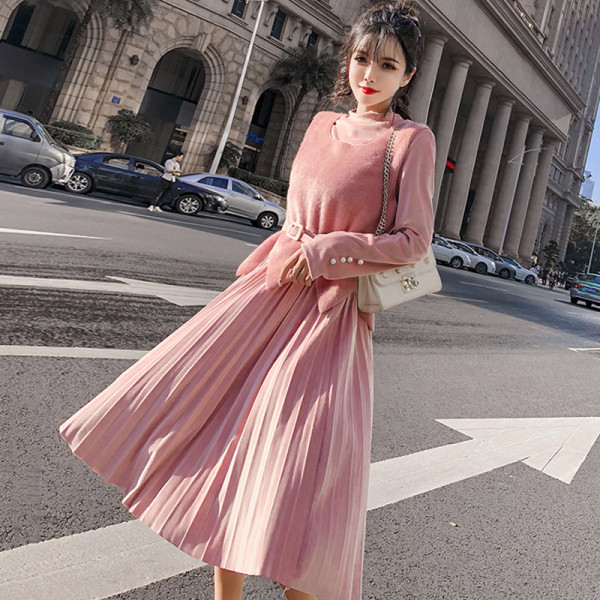 Γυναικείο φόρεμα με αμάνικο  σε ροζ και μαύρο χρώμα