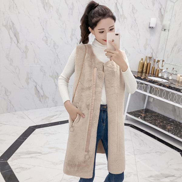 Női pehelymellény hosszú modell fehér és bézs színben