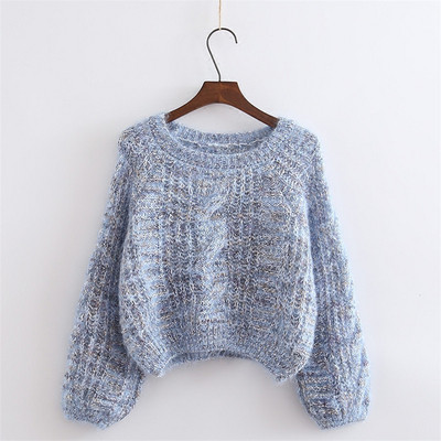 Μοντέρνο γυναικείο πουλόβερ με λαιμόκοψη και μακρύ μανίκι σε πέντε χρώματα