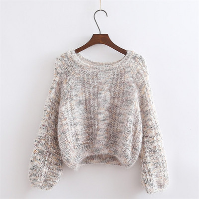 Μοντέρνο γυναικείο πουλόβερ με λαιμόκοψη και μακρύ μανίκι σε πέντε χρώματα