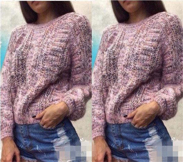 Μοντέρνο γυναικείο πουλόβερ με λαιμόκοψη και μακρύ μανίκι σε πέντε χρώματα