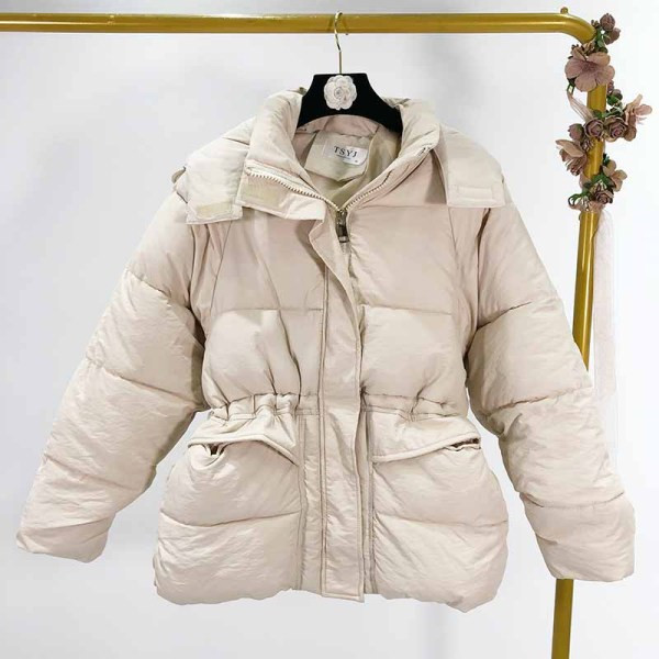 Női téli kabát cipzárral és kapucnival sárga, bézs és fekete színben