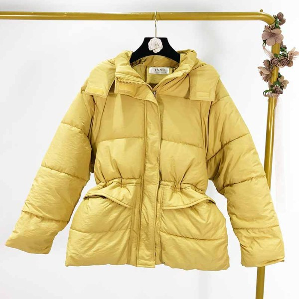 Női téli kabát cipzárral és kapucnival sárga, bézs és fekete színben