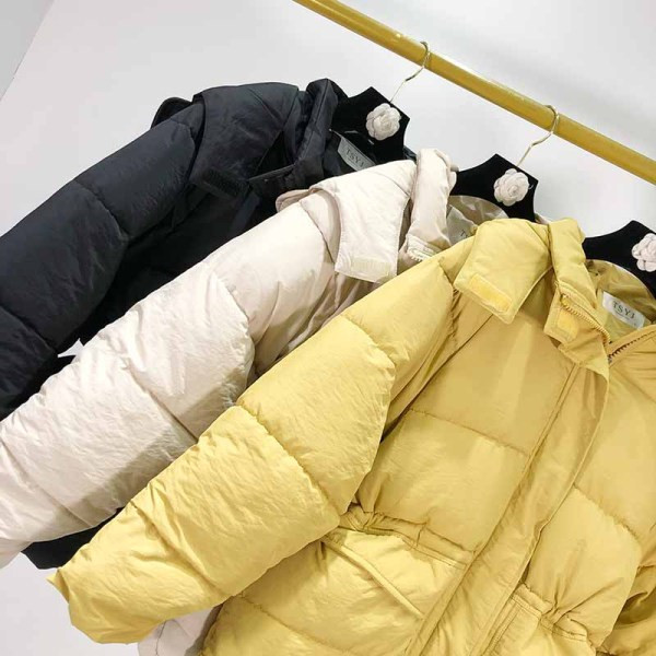 Női téli kabát cipzárral és kapucnival sárga, bézs és fekete színben