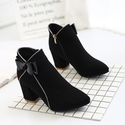 Ghete de dama moderne cu fermoar si panglica in mai multe culori