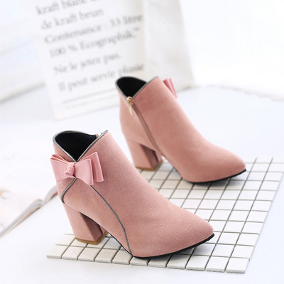 Ghete de dama moderne cu fermoar si panglica in mai multe culori