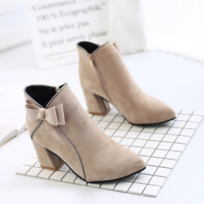 Ghete de dama moderne cu fermoar si panglica in mai multe culori