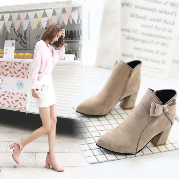 Ghete de dama moderne cu fermoar si panglica in mai multe culori