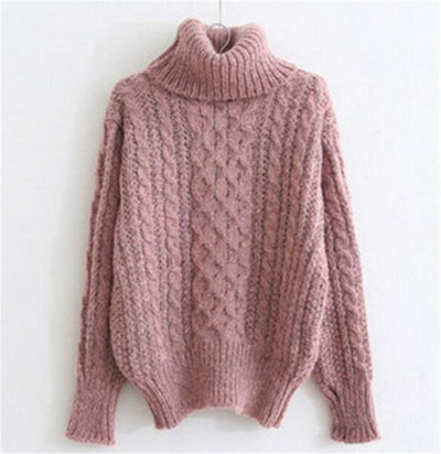 Modern női pulóver magas gallérral és hosszú ujjal, öt színben