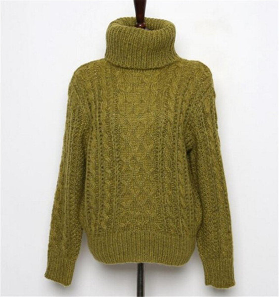 Modern női pulóver magas gallérral és hosszú ujjal, öt színben