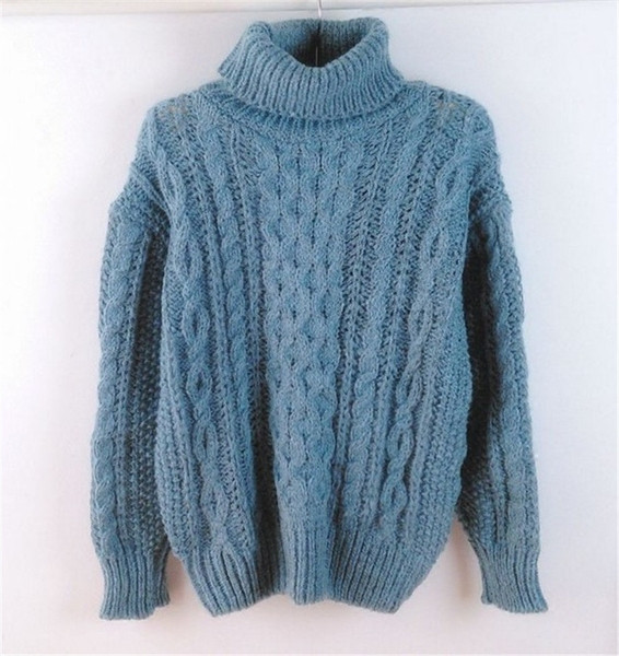 Modern női pulóver magas gallérral és hosszú ujjal, öt színben