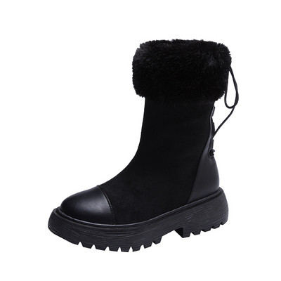 Κομψές γυναικείες μπότες με οικολογικό δέρμα σε μπεζ και μαύρο χρώμα