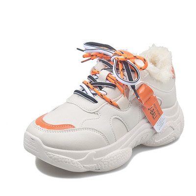 Χειμερινά γυναικεία παπούτσια με πολύχρωμους δεσμούς και απαλή επένδυση