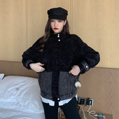 Rövid női kordbársony kabát farmer darabokkal