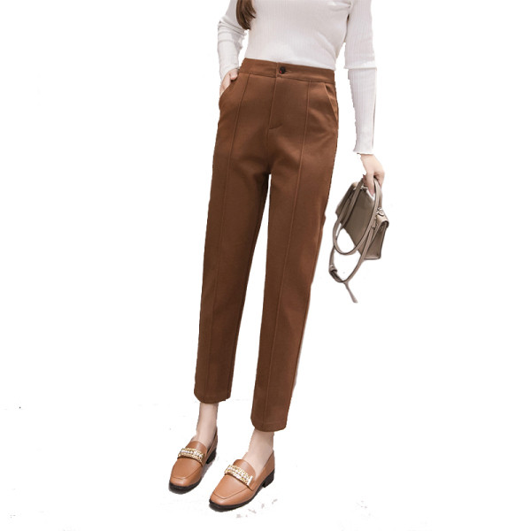 Μοντέρνο γυναικείο παντελόνι σε μαύρο και καφέ  χρώμα με ψηλή μέση