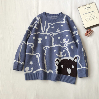 Női alkalmi pulóver két színben O-nyakkal