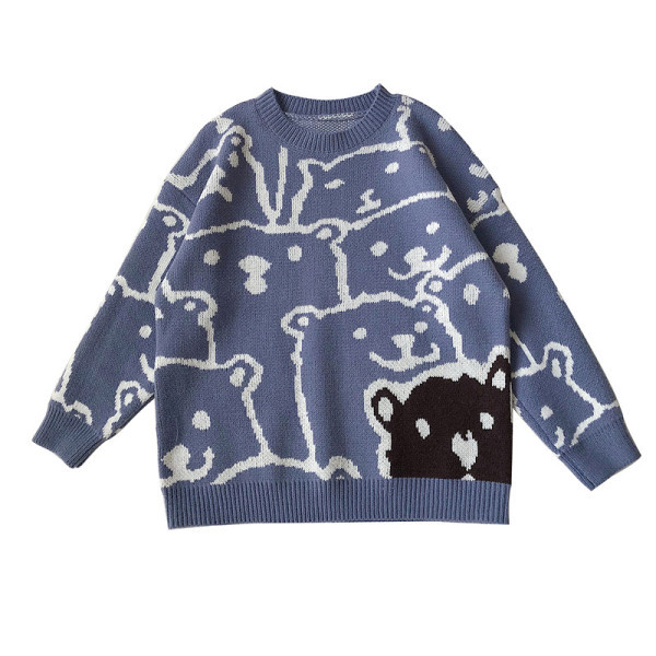 Női alkalmi pulóver két színben O-nyakkal