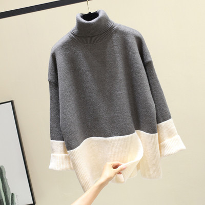 Női pulóver magas pólógallérral, három színben