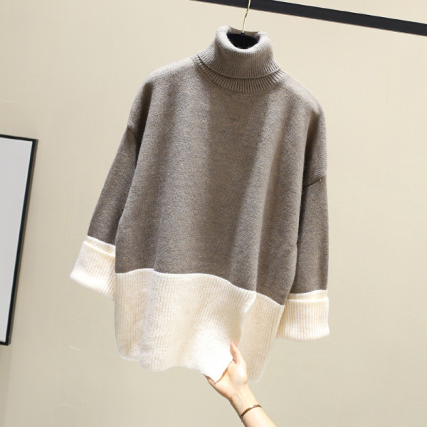 Női pulóver magas pólógallérral, három színben