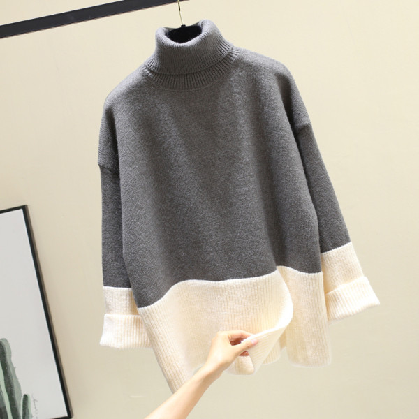 Női pulóver magas pólógallérral, három színben