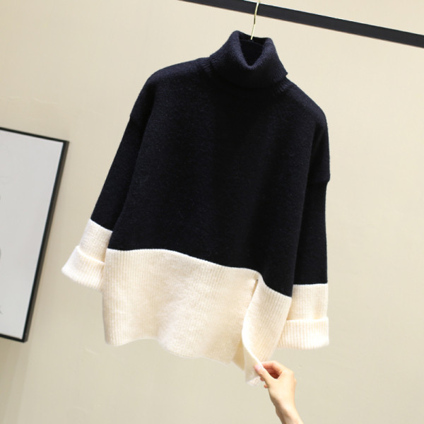 Női pulóver magas pólógallérral, három színben