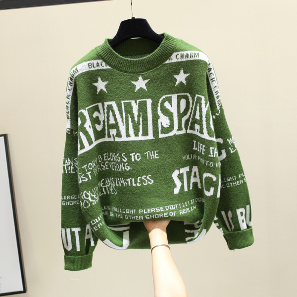 Χειμερινό γυναικείο πουλόβερ  με στρογγυλό λαιμόκοψη και πολύχρωμα κεντήματα