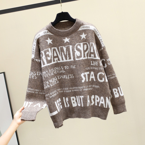 Χειμερινό γυναικείο πουλόβερ  με στρογγυλό λαιμόκοψη και πολύχρωμα κεντήματα