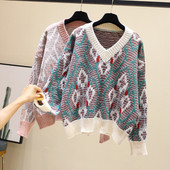 Női téli pulóver spitz nyakkivágással, két színben