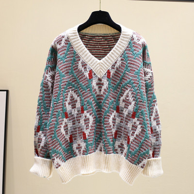 Női téli pulóver spitz nyakkivágással, két színben