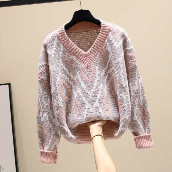 Női téli pulóver spitz nyakkivágással, két színben