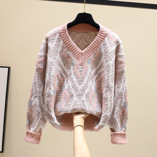 Női téli pulóver spitz nyakkivágással, két színben