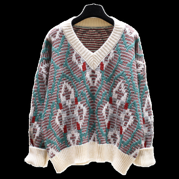 Női téli pulóver spitz nyakkivágással, két színben