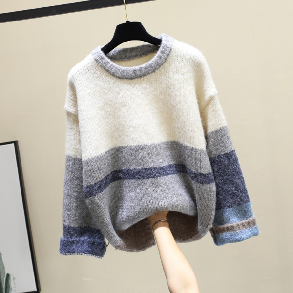 Női alkalmi pulóver kerek nyakkivágással, több színben