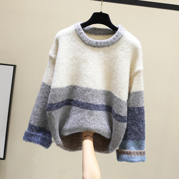 Női alkalmi pulóver kerek nyakkivágással, több színben