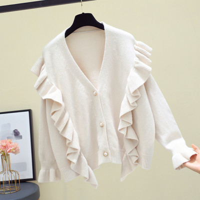 Γυναικεία ζακέτα για το φθινόπωρο με κουμπιά σε πράσινο, πορτοκαλί, λευκό και ροζ χρώμα