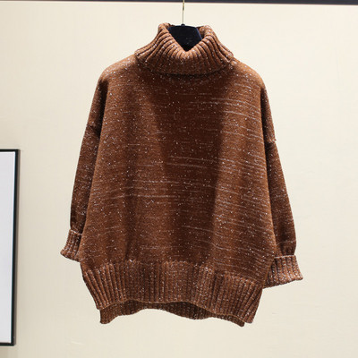 Γυναικείο πουλόβερ χειμωνιάτικο με μεγάλο κολάρο με φαρδιά σχέδια σε διάφορα χρώματα