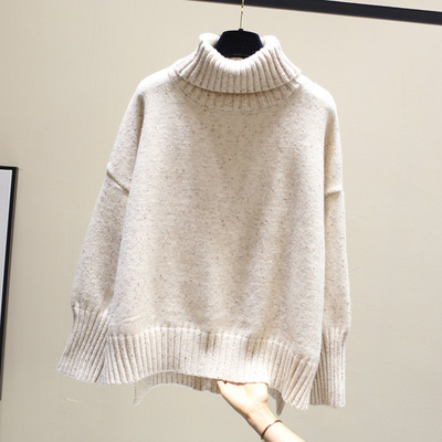 Γυναικείο πουλόβερ χειμωνιάτικο με μεγάλο κολάρο με φαρδιά σχέδια σε διάφορα χρώματα