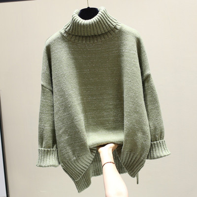 Γυναικείο πουλόβερ χειμωνιάτικο με μεγάλο κολάρο με φαρδιά σχέδια σε διάφορα χρώματα