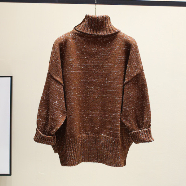 Γυναικείο πουλόβερ χειμωνιάτικο με μεγάλο κολάρο με φαρδιά σχέδια σε διάφορα χρώματα